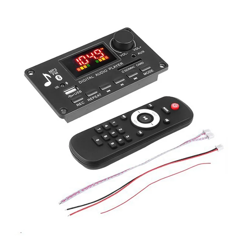 Excellent-Color Screen MP3 Player Decoder Board 2X40W Amplifier Call Recording BT Car FM Radio Module Support TF USB AUX 3.5 WAV