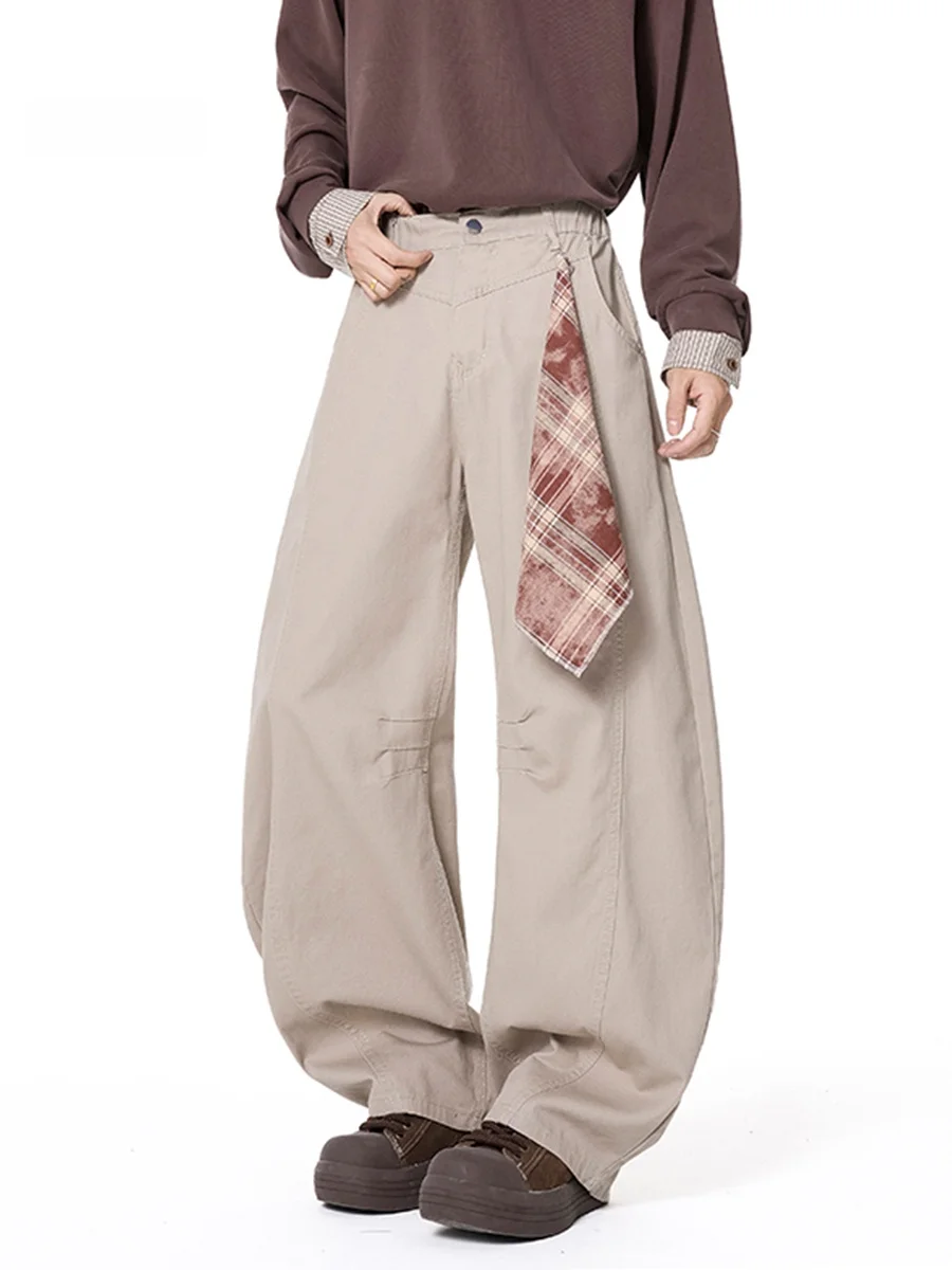 

Мужские повседневные брюки в американском ретро-стиле, осенние, модные, в уличном стиле, свободные прямые рабочие брюки, свободный крой «Knife Blade»