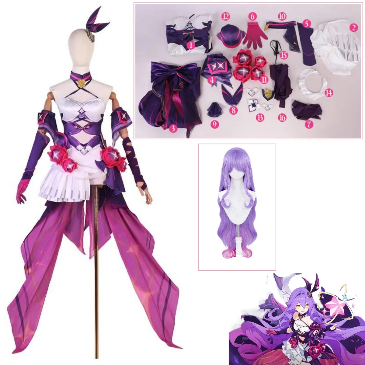 Halloween Christmas Festival Party Fashion Role Playing Outfit Game Honkai Impact 3rd Sirin Cosplay Costume Wig Uniform Dress