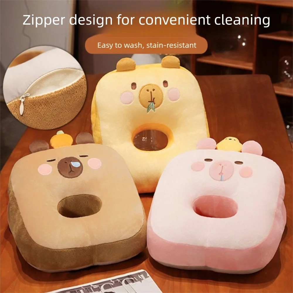 

Double-sided Capybara Office Nap Pillow Super Soft Plush&Ice Silk Hand Warmer Pillow Hand Hold Keep Warm Capybara Neck Pillow