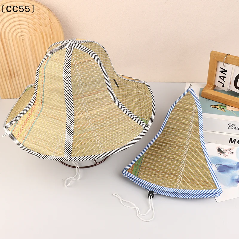 ieniaCC55 ParqueChinesische Bambus-Rattan-Hüte Retro handgemachte Webart Strohhut Tourismus Regentanz Requisiten Kegel Angeln Sonnenschirm Fischerhut