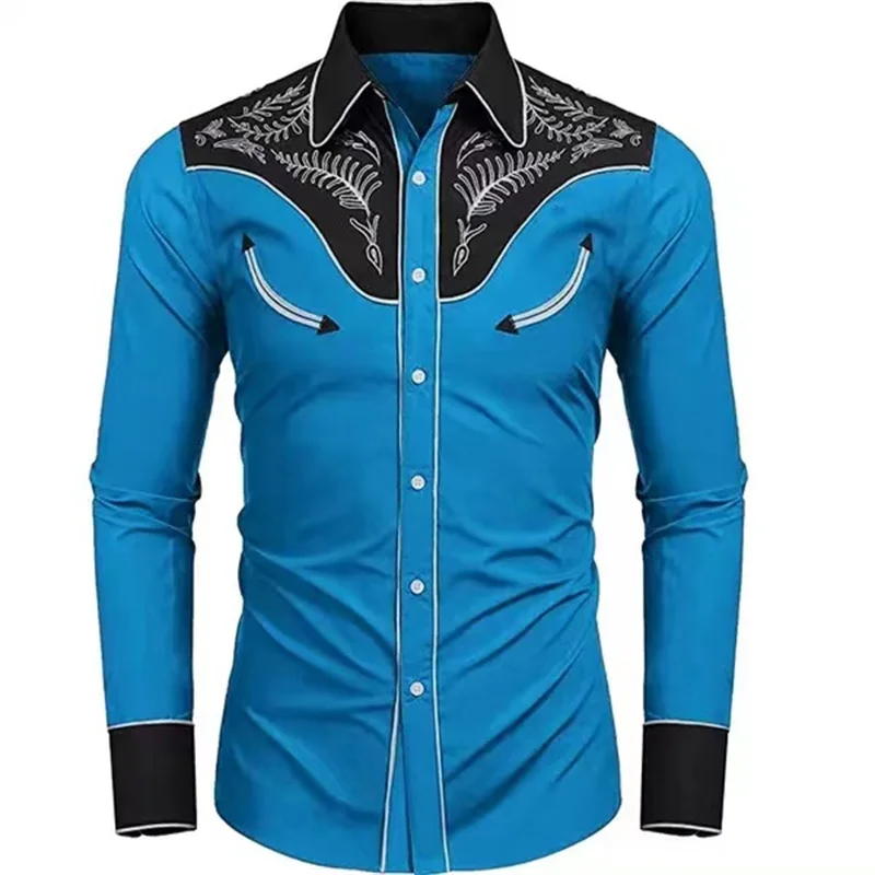 2024 New Men's Tribal Ethnic Men's Outdoor Casual Fashion Simple Shirt Party Button Lapel Long Sleeve Soft And Comfortable