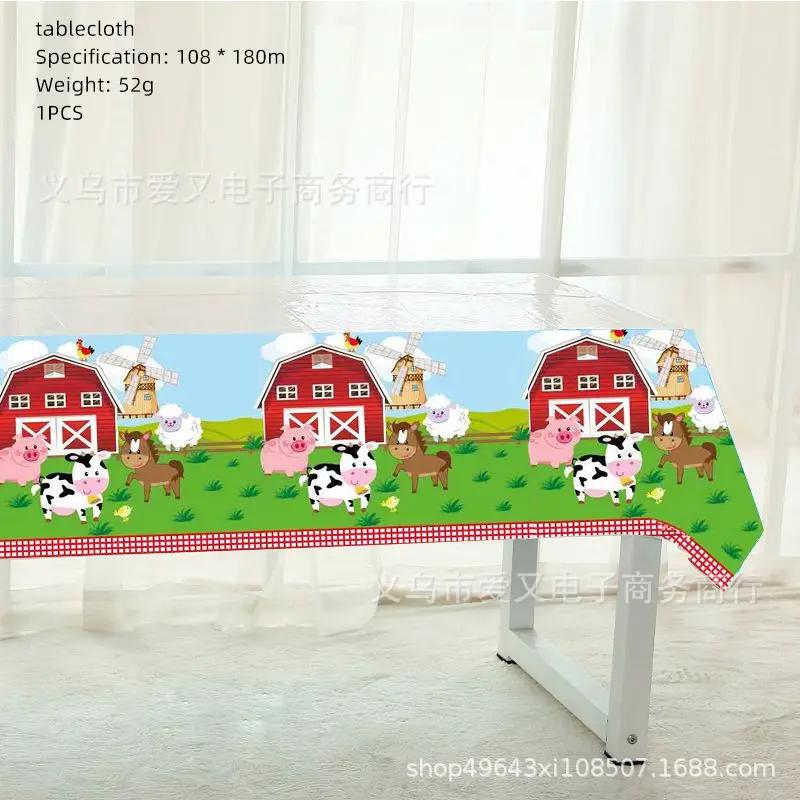 Farm Animal Barn Themed Party Disposable Tableware Set Cups Plates Paper Towels Straws Children\'s Birthday Decorations