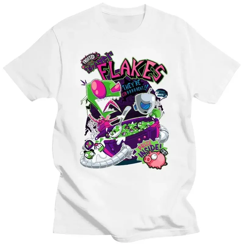 T Shirt 100% Cotton O Neck Custom Printed manga vintage anime clothes funny vintage graphic t shirts Invader Flakes Invader Zim