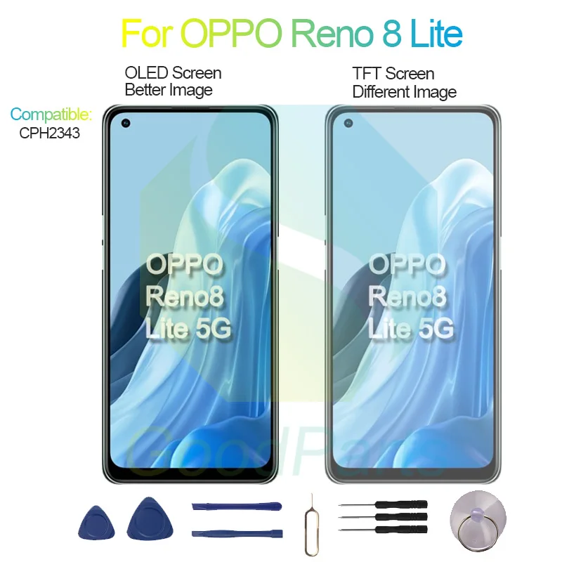 For OPPO Reno 8 Lite Screen Display Replacement 2400*1080 CPH2343 Reno 8 Lite LCD Touch Digitizer Assembly
