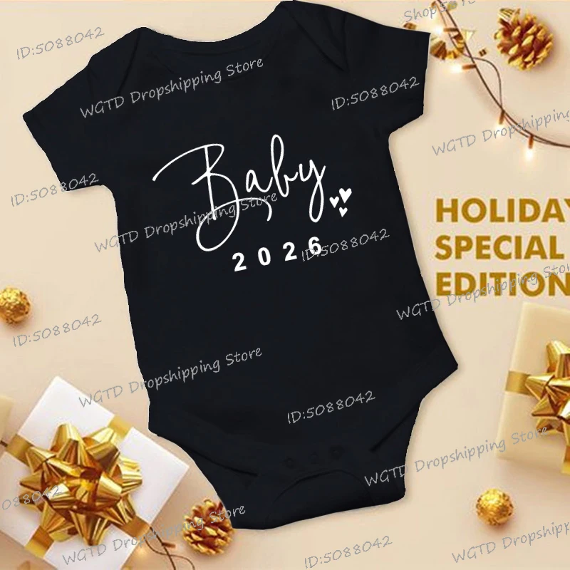 رومبير قطني جديد للأطفال الرضع الأولاد والبنات "طفل 2026" نمط قلب مضحك نيسيس قريبا هدية لحديثي الولادة ملابس داخلية بأكمام قصيرة #2