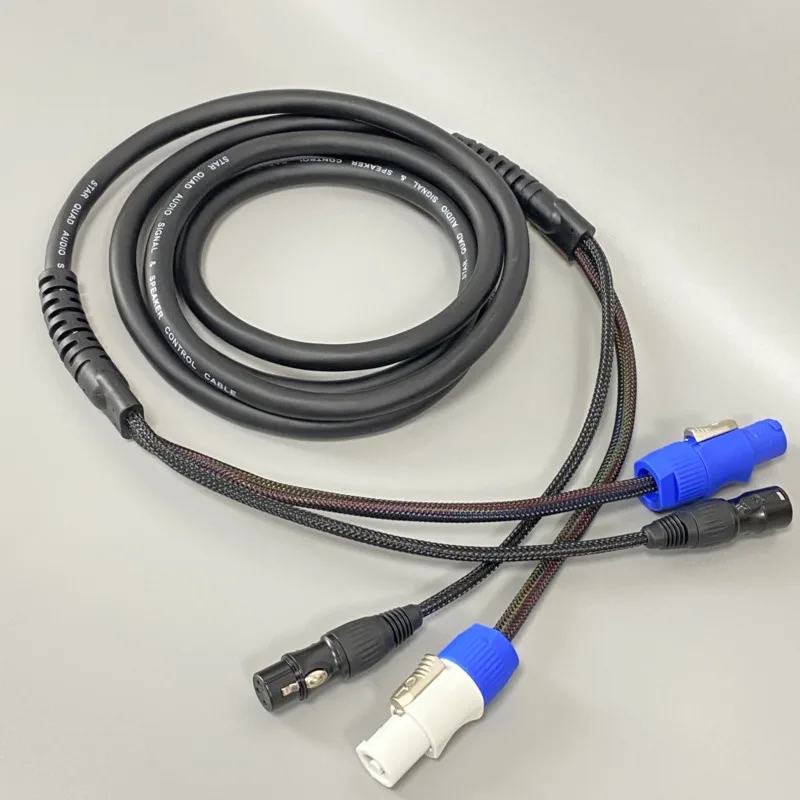 1-5Meter AC Power DMX Combination Cable 3x2.5mm² Audio Signal Speaker Control 3Pin XLR Connector Powercon In/Out Line Stage DJ