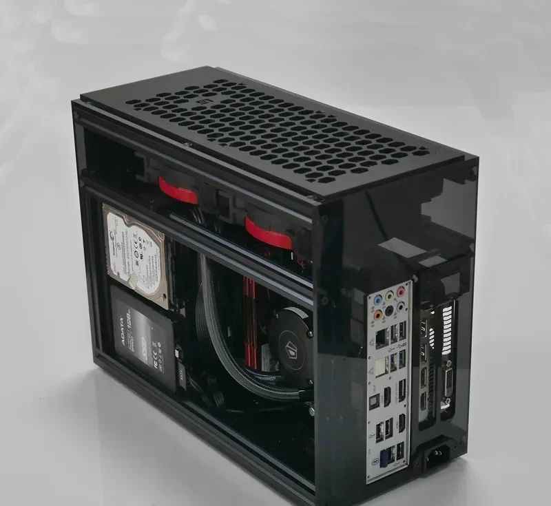 A4 A60 SFX Mini Water Cooled ITX Small Case, RGB Side Transparent GHOST S1 Acrylic Game