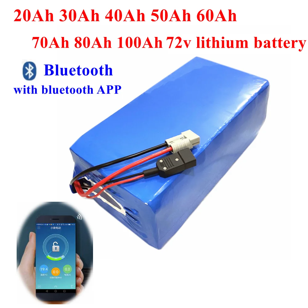 

60Ah 72v 50Ah lithium ion 80Ah 72V 40Ah 100Ah bluetooth BMS APP for 5000W scooter Motorcycle Forklift Crane truck +charger