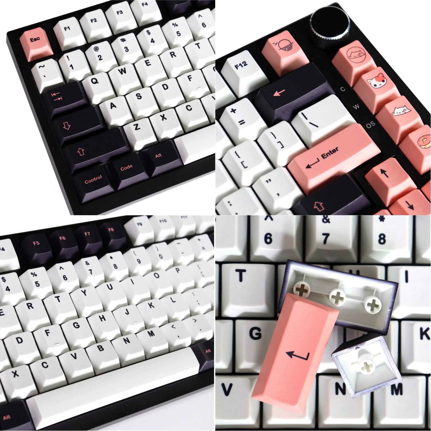 Cute Cat Style PBT Material 129 Key Cherry Profile Keycaps for 61/87/104/108 Mx Switch Mechanical Keyboard Custom Key Caps