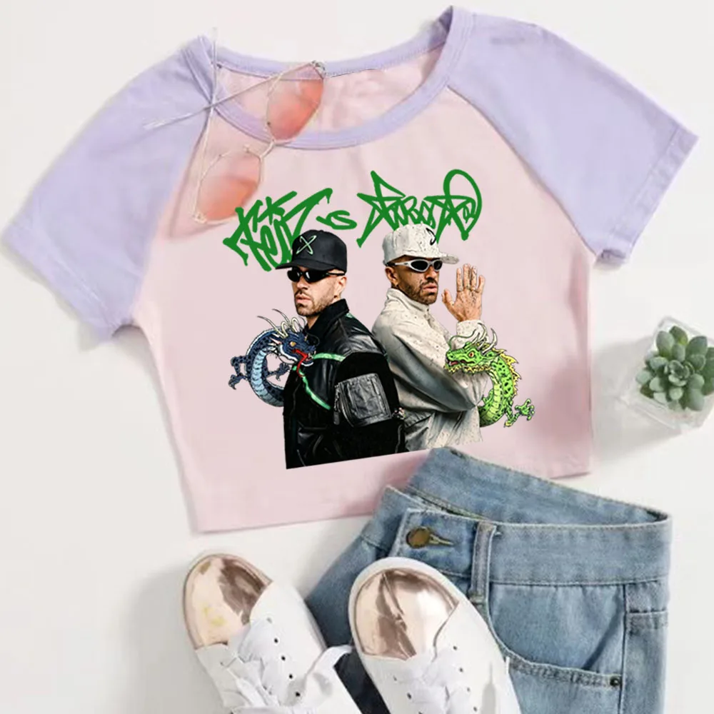 Feid Ferxxo Falxo Tour Crop Tops T-Shirt Girls Fashion Women O-Neck Short Sleeve