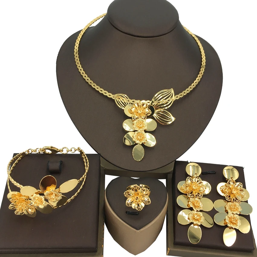 Fashion Brazilian Gold-Plated Light Weight Jewelry Set For Women Wedding Party Banquet FHK15009