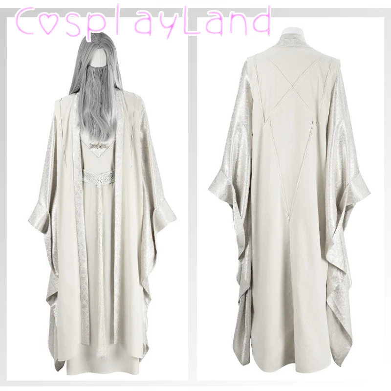 

Saruman Cosplay Costume Rings White Men Suit Outfit Full Set Halloween Christmas Party Costumes Role Play Fancy Custom Size