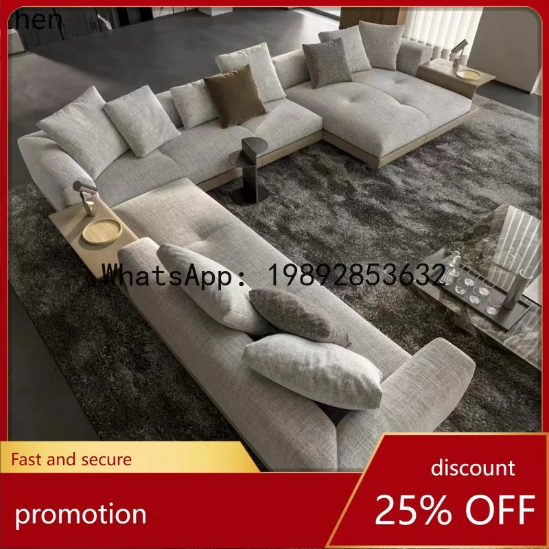YFY Italienisches Minimalistisches Großes Flaches Ecksofa für Kleine und Große Wohnzimmer Leder- und Stoffsofa