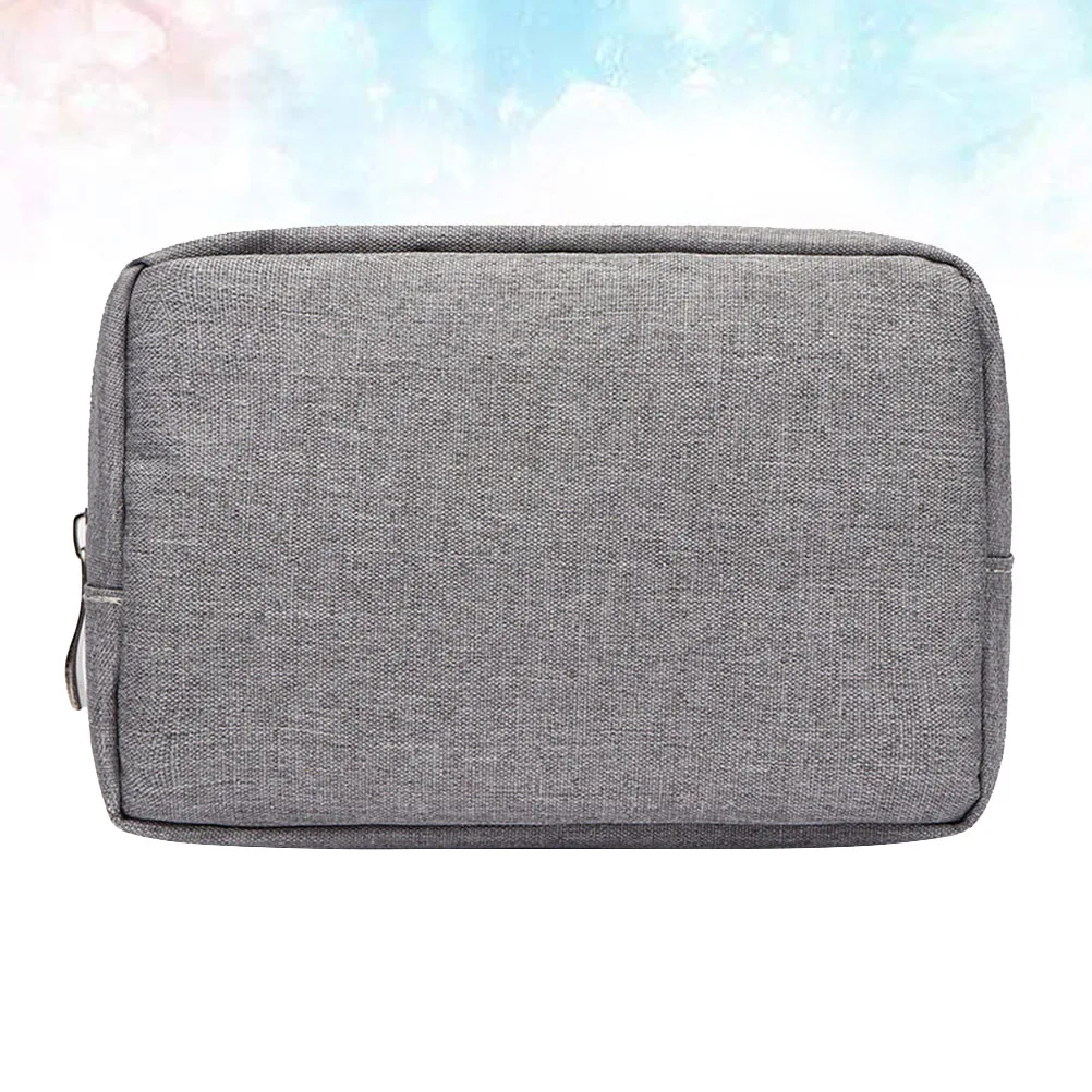

Digital Accessories Storage Bag Zipper Pouch Durable Sturdy Organizer Travel Business Outdoor Power Bank Container Grey