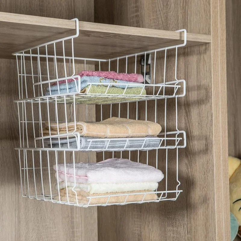 Home Storage Basket Kitchen Multifunctional Storage Rack Under Cabinet Storage Shelves Basket Wire Rack Kitchen Organizer