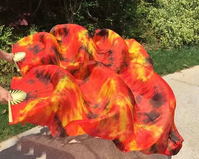 

Шелковый веер для танца живота из 100% шелка с эффектом тай-дай, на бамбуковой основе, для сценических выступлений, с возможностью индивидуального заказа (2 шт.)