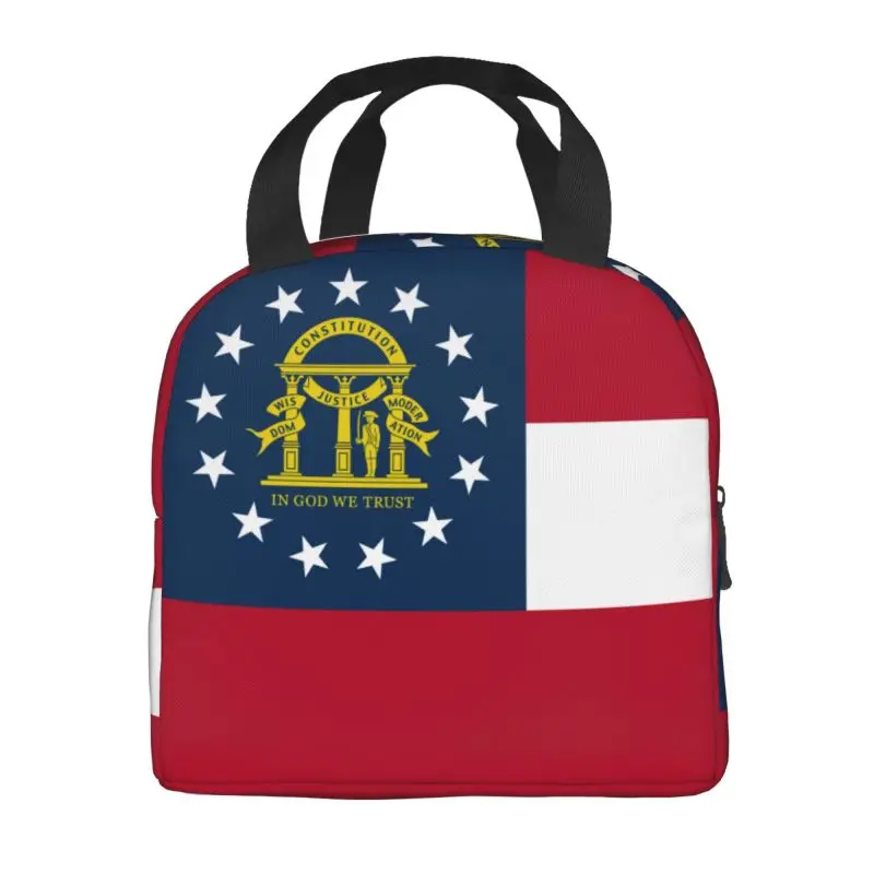 Custom Georgia Flag Lunch Bag Women Georgian Warm Cooler Insulated Lunch Box for Kids School Children