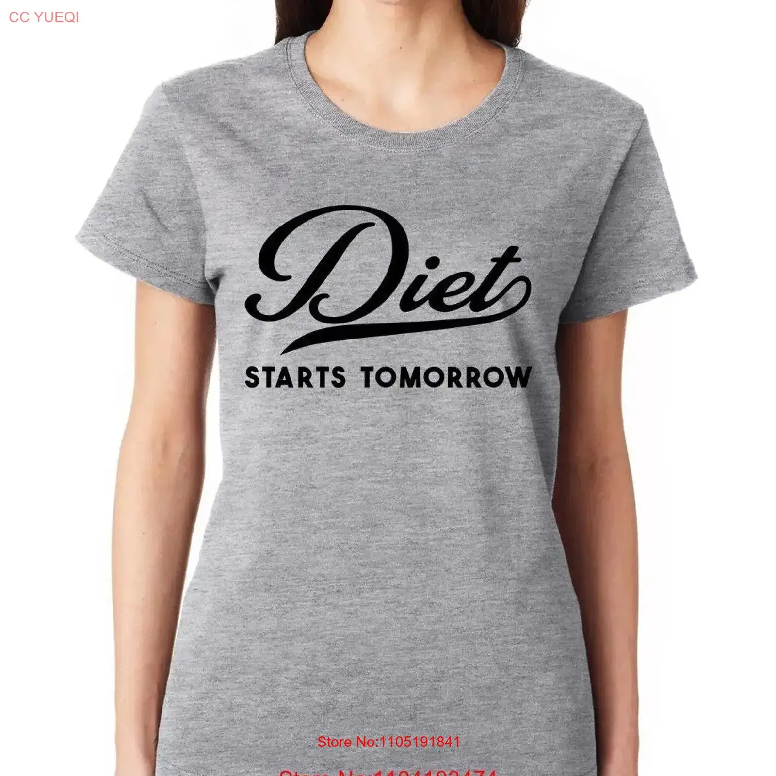 

DIET STARTS TOMORROW funny procrastination food parody cute Women's T Shirt vintage Washed Stylish fashion Versatile Stretched