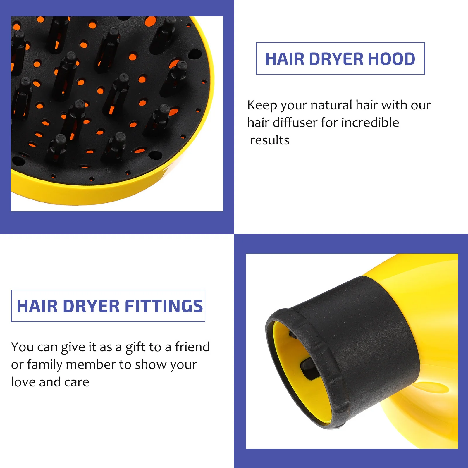 Diffuseur de cheveux en plastique de qualité pour cheveux bouclés et ondulés, résultats durables, facile à transporter, cadeau parfait pour la famille des amis