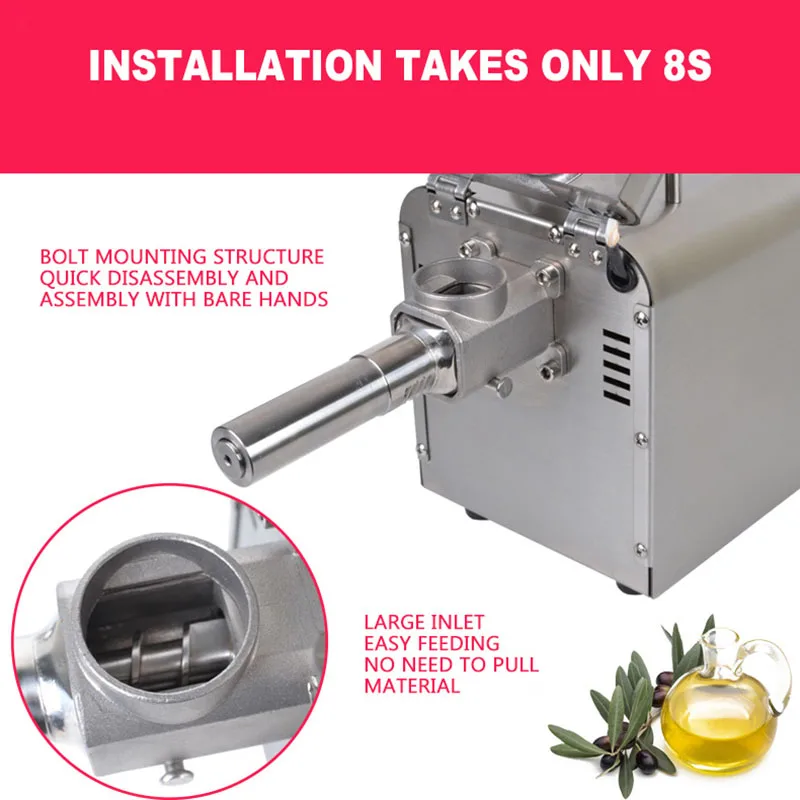 Máquina automática de espremedor de negócios domésticos, parafuso de aço inoxidável, prensa de óleo frio e quente, amêndoa, amendoim, azeitona, equipamento de extração