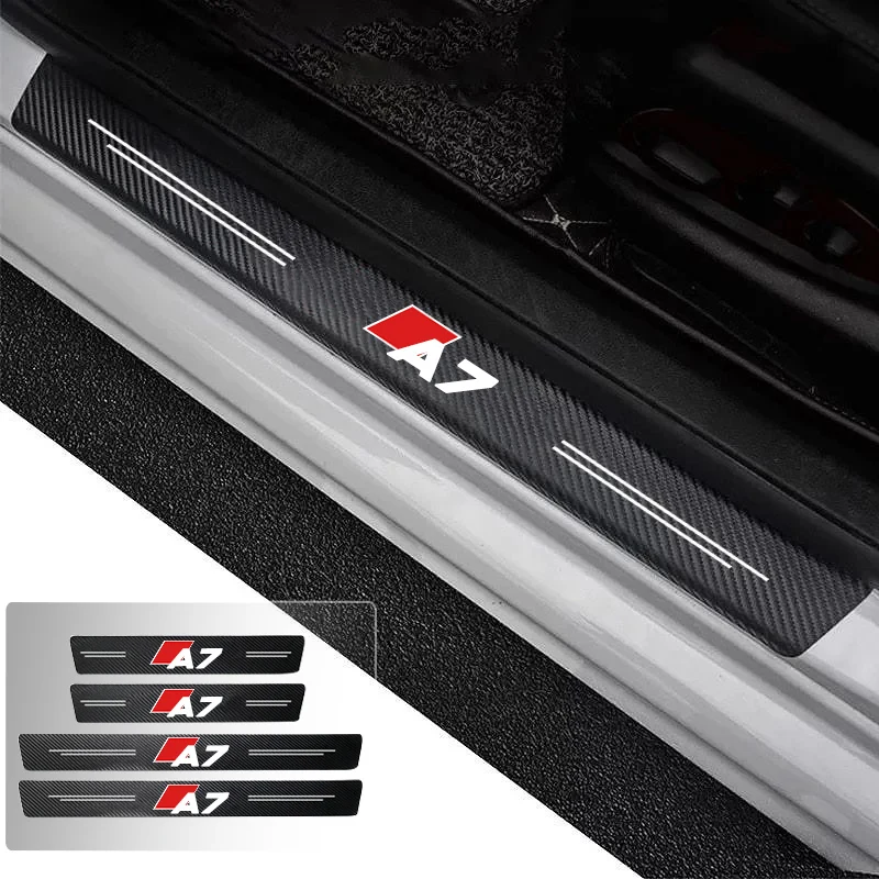 

Car Door Sill Carbon Fiber Sticker Threshold Side Anti Scratch Waterproof For Audi A7 Trunk Bumper Scratch Guards Decals