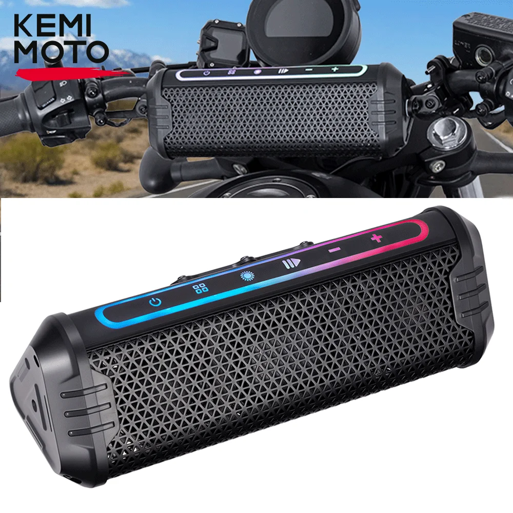 

Motorcycle Speaker Waterproof USB AUX-IN Music Player LED Ambient Lighting for 7/8-1.25 Handlebar Motobike ATV UTV Accessories