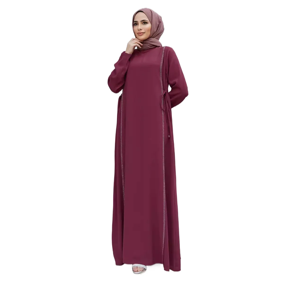 

Muslim middle east skirt AliExpress abaya robe hot diamond splicing waist dress cw48469