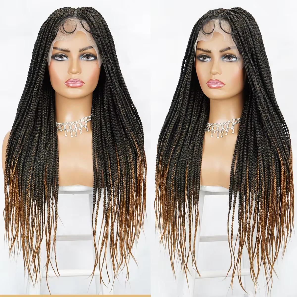 Unknotted Cornrow Tranças Perucas para Mulheres Negras, Lace Front, 13x6 Box Trançado, Cabelo de Bebê, Sintético, 30"