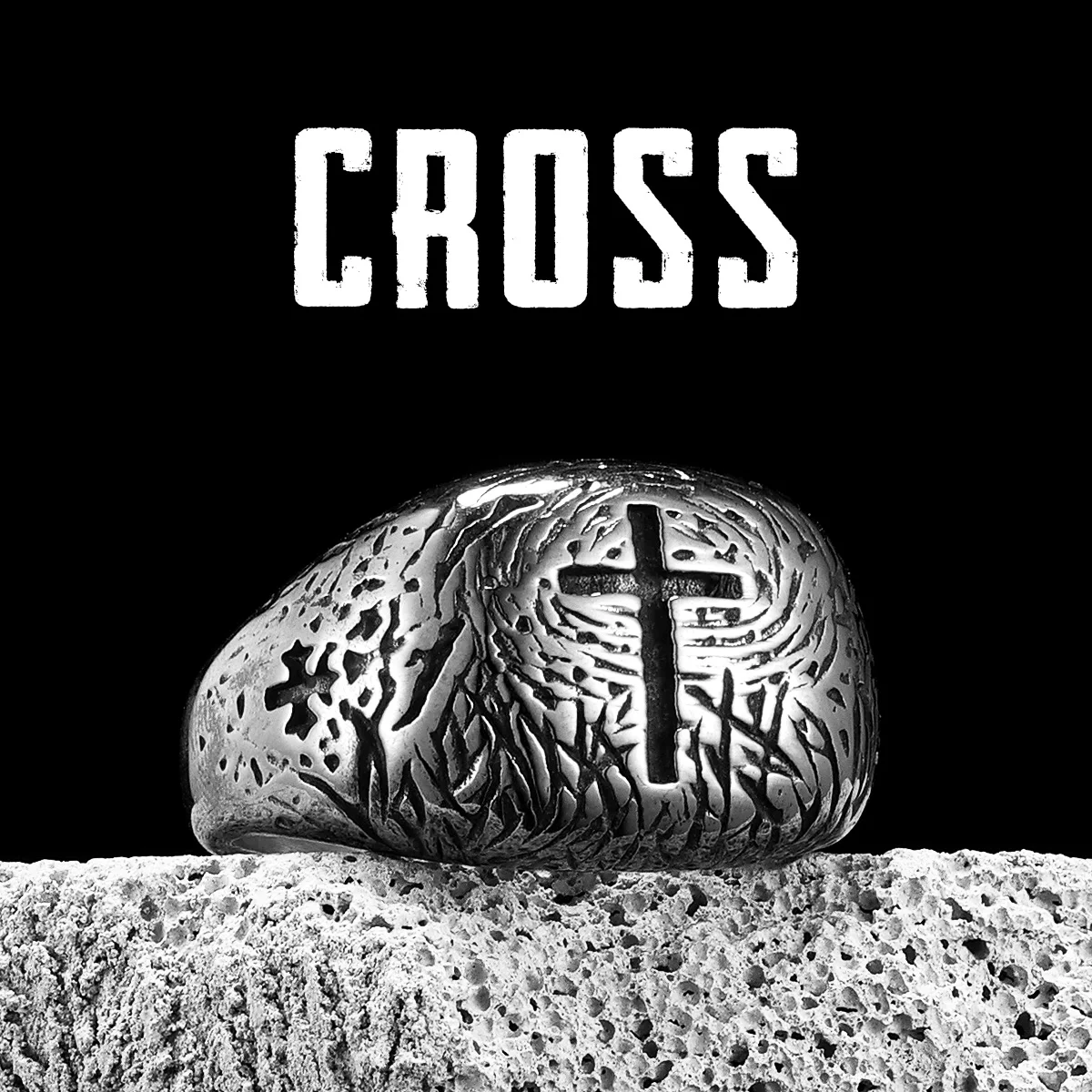 Vintage Christian Cross Amulet Men Rings Stainless Steel Women Jewelry Punk Rock Cool Stuff Fashion Accessories Gift Wholesale