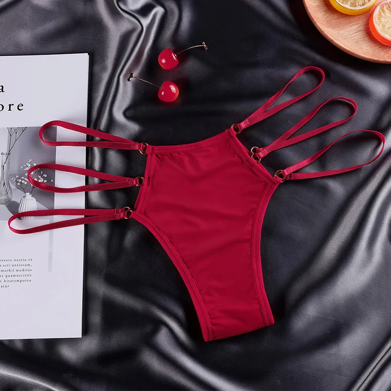 

Бесшовные трусики из ледяного шелка с несколькими бретелями, женские сексуальные трусики с леопардовым принтом и низкой посадкой, дышащие полые трусы Трусы Женские