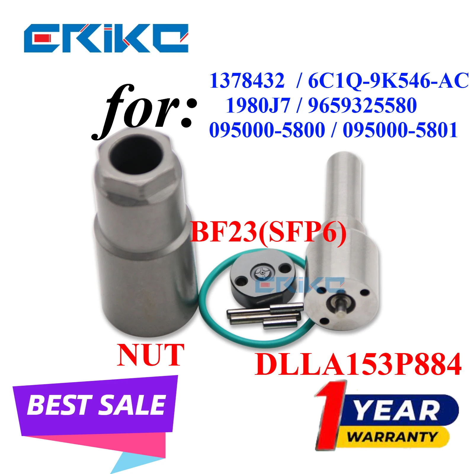 

6C1Q-9K546-AC 1980J7 Diesel Injector Nozzle DLLA153P884 Valve Plate BF23(SFP6) For 095000-5800 095000-5801 1378432 6C1Q-9K546-AC
