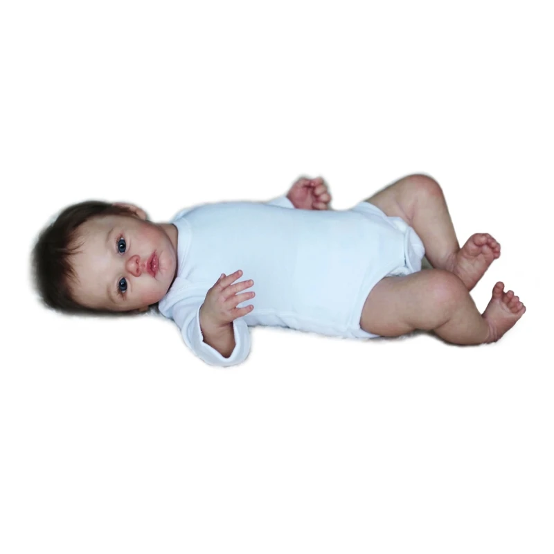 45Cm Real Looking Reborn Baby 3D Pop Zachte Realistisch Uitziende Pasgeboren Full Body Siliconen Prinses Met Geworteld Haar