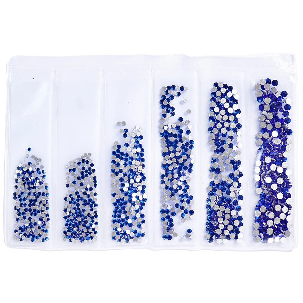 

1440pcs/pack Nail Art Rhinestones 6-in-1 Different Size Mixed Flat-Back Gems Stone for Diy Nail Strass Hotfix Nail Rhinestones