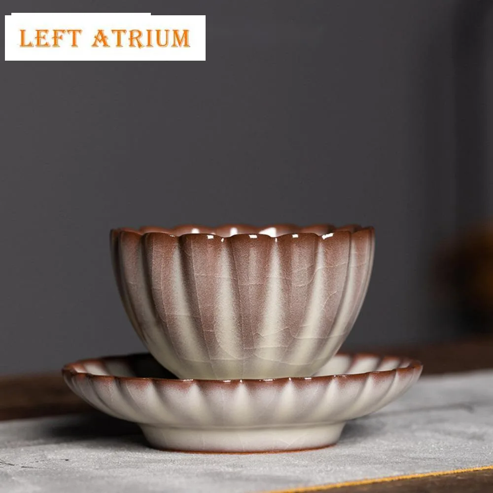 

100 мл ручной работы Lard Jelly Cup Блюдце Набор Longquan Celadon Master Cup Чайная чаша с блюдцем Набор Персональная чайная посуда Chazhan Kung Fu