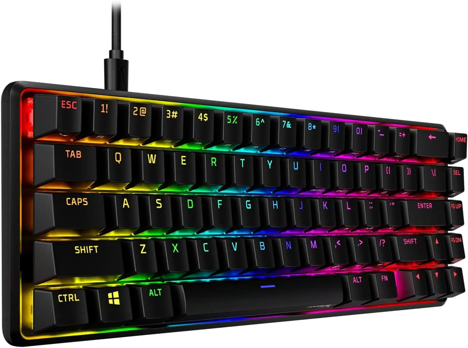 Mini Teclado e Mouse HyperX Alloy para jogos móveis, Mecânica de uma mão, Original 65 Vermelho, 65% RGB