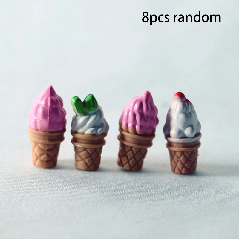 8Pcs/2Packs Cute Mini Ice Cream Dollhouse Kitchen Simulation Food Toy Model Miniature Food For Doll Accessories Toy Ornament