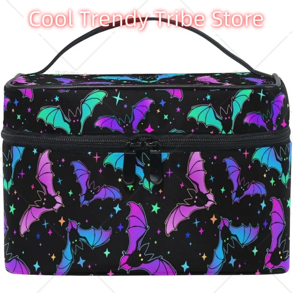 

Готическая косметичка, готические летучие мыши, светящийся органайзер для макияжа на Хэллоуин, сумки для туалетных принадлежностей, дорожные косметички для женщин и девочек