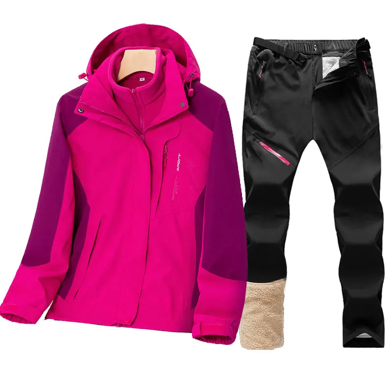 

Ski Suit For Women 2 In1 Set Jacket Pants Thicken Warm Windproof Waterproof Winter Snowboard Snow Coat Outdoor Skiing Camping