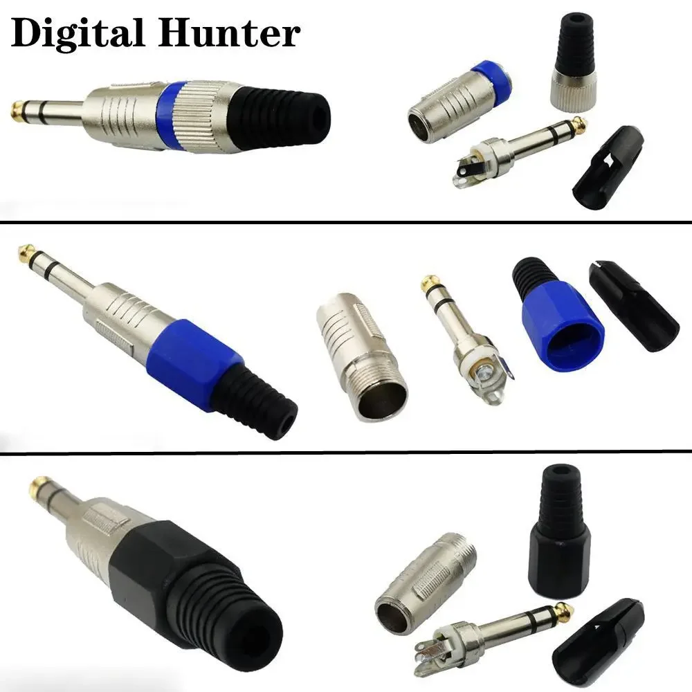 1PC Stereo Mono Jack 6.35mm Male Plug With Gold Plated Head Audio Microphone Wire Connector