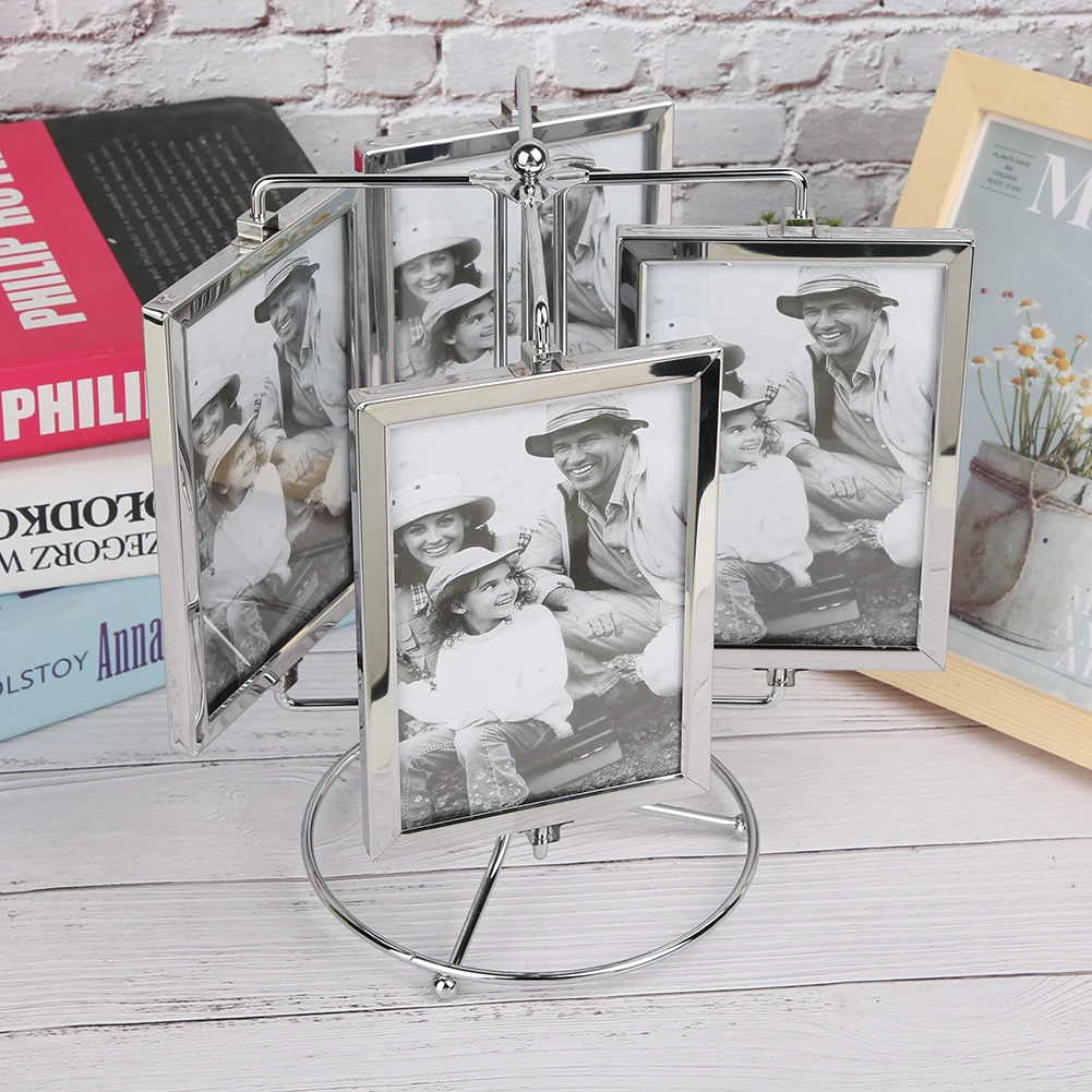 Metal Home Rotating Photo Picture Frame Restaurant Rotating Menu Frame For 4x6in Photo