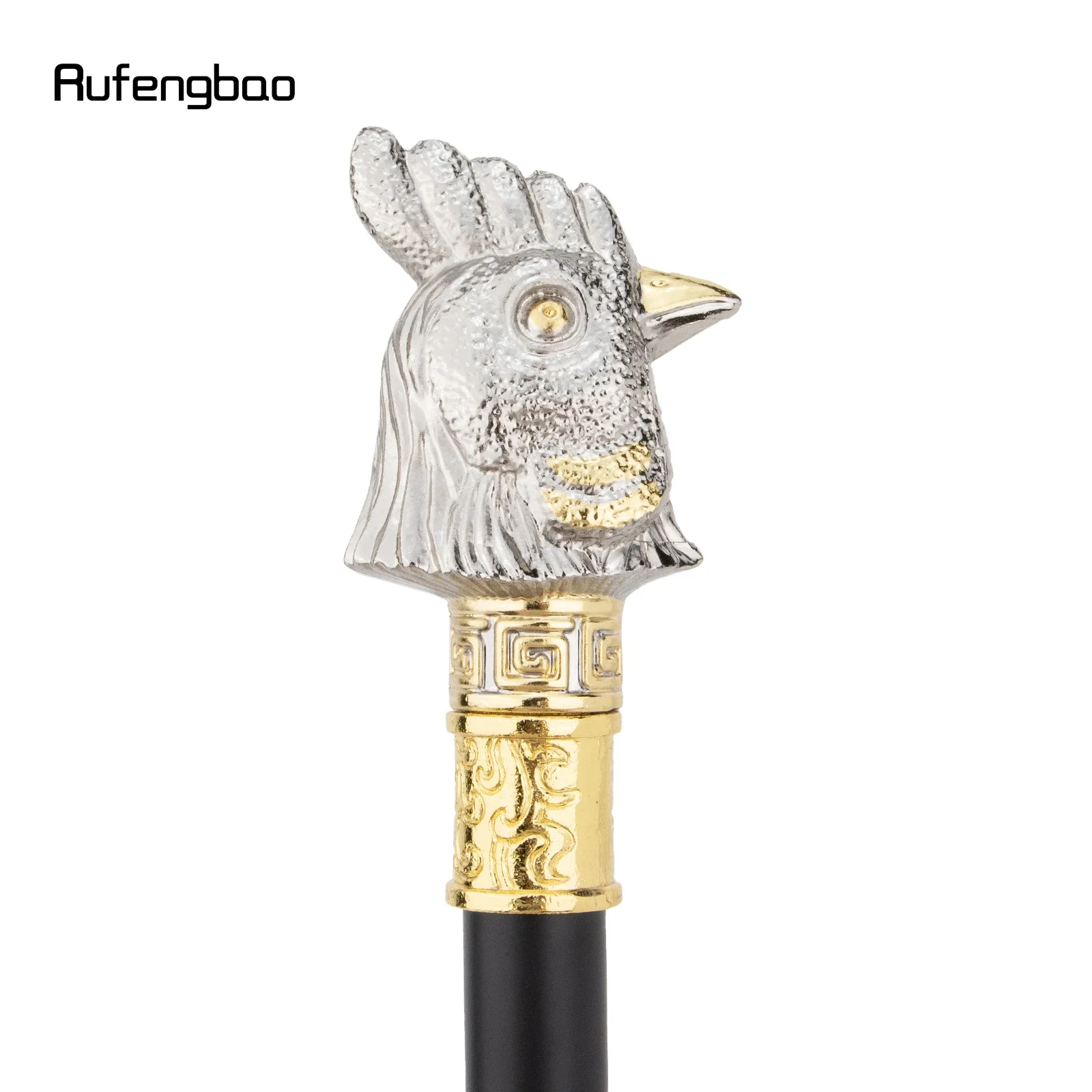 ゴールデンホワイトチキンオンドリ動物ファッションステッキ装飾cospalyヴィンテージパーティーファッショナブルなウォーキングステッキクロシエ93センチメートル