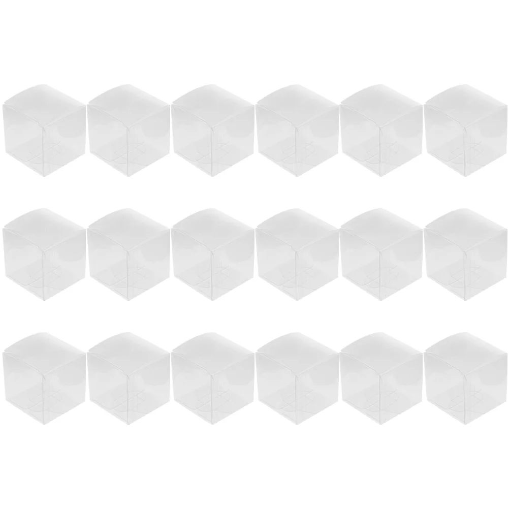 

20pcs Transparent Square Boxes Clear PVC Packaging for Treats Chocolate Holder Party Favors Baking Supplies Kitchen Bar Tools