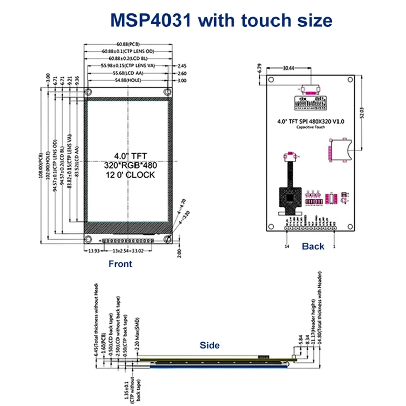 

Reliabletft ЖК-дисплей 4,0 дюйма 320X480 SPI последовательный TFT ЖК-дисплей для ESP32/STM32/Arduino UNO и Mage2560