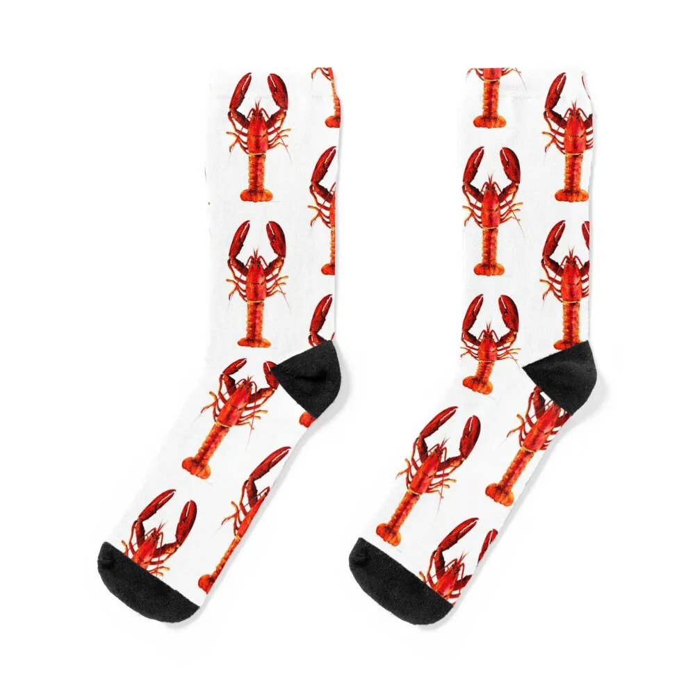 Red Lobster - Full Body Seafood Art Socks Stockings aesthetic Antiskid soccer Running Boy Socks Women's