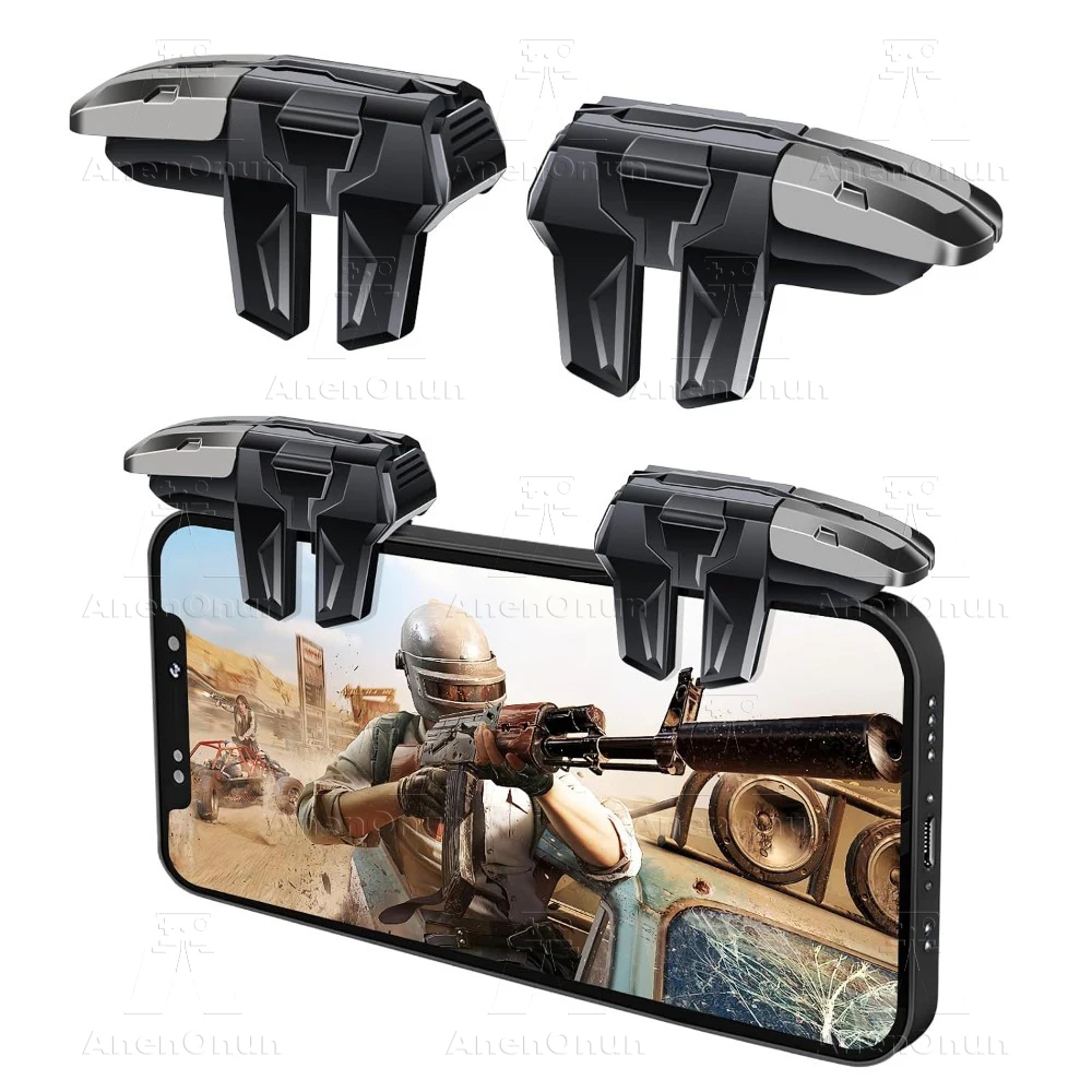 Mobile Gaming Shooter Controller for PUBG,Fortnite,COD Android/iOS Phone Aim & Fire L1 R1 L2 R2 Shoulder Button 6-Finger Trigger