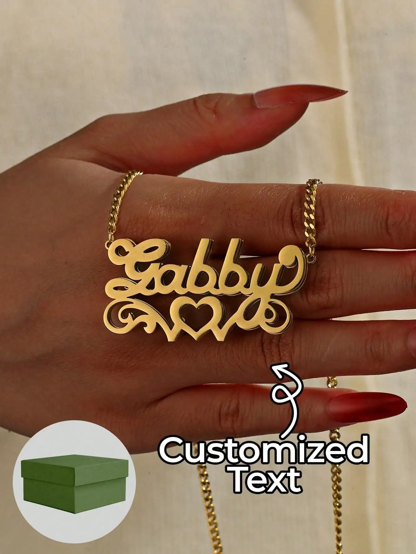 1 piece stainless steel necklace accessories, 45+5cm name necklace, double layer name necklace, custom 3D name brand necklace