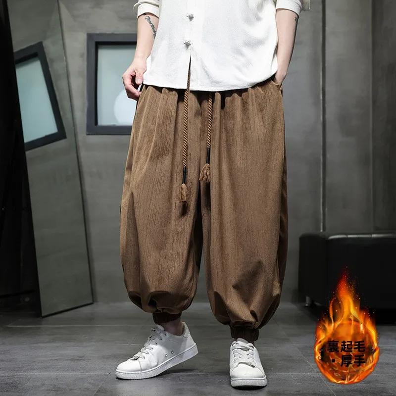 

Men's Autumn Winter New Sle Harlan Pants Chinese Sle Corduroy Wide Leg Pants Low Waist Straight Cut Cotton Blend Casual P...
