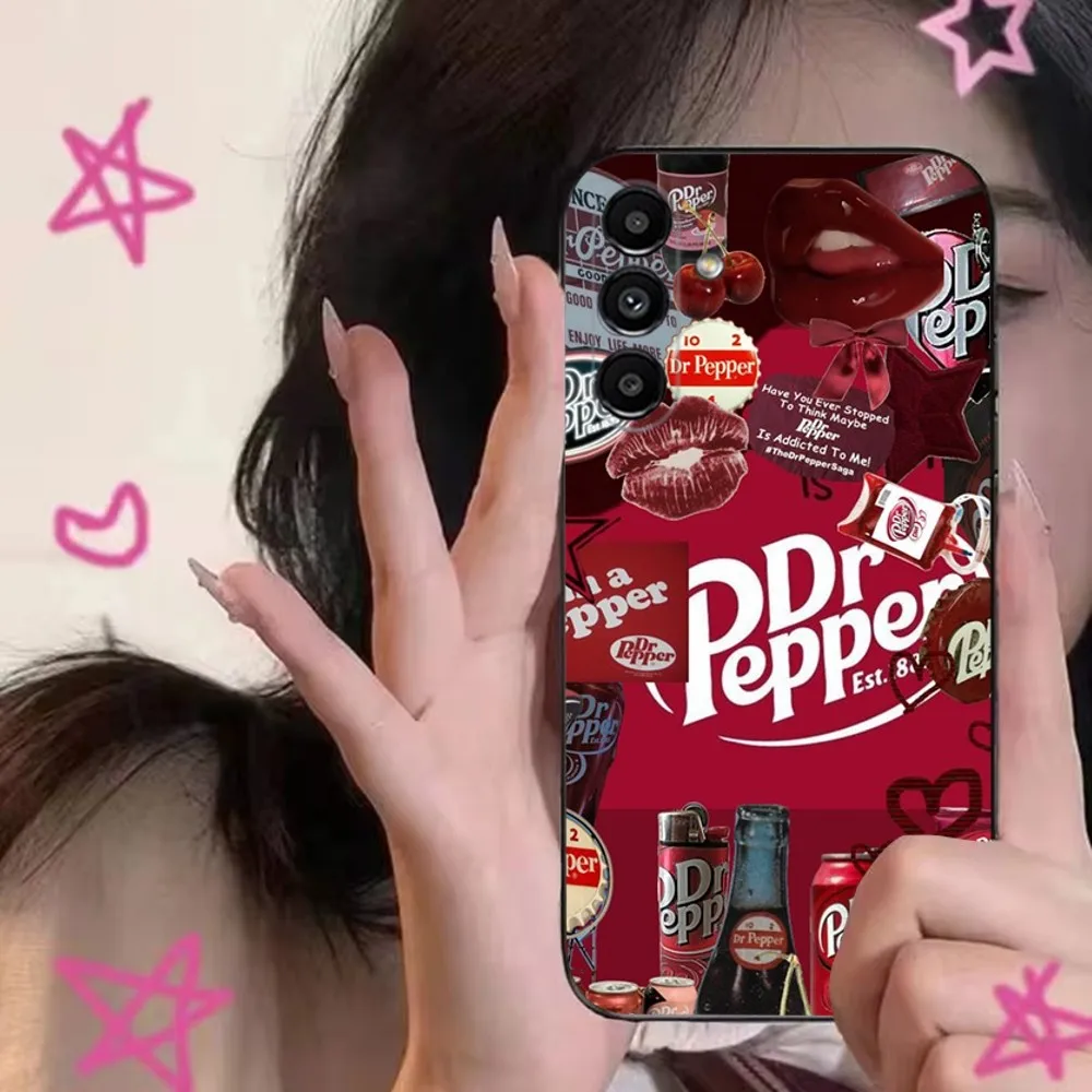 Cherry Drink D-Dr-P-Pepper Phone Case For Samsung S24,S21,S22,S23,S30,Ultra,S20,Plus,Fe,Lite,Note,10,9,5G Black Soft Cover