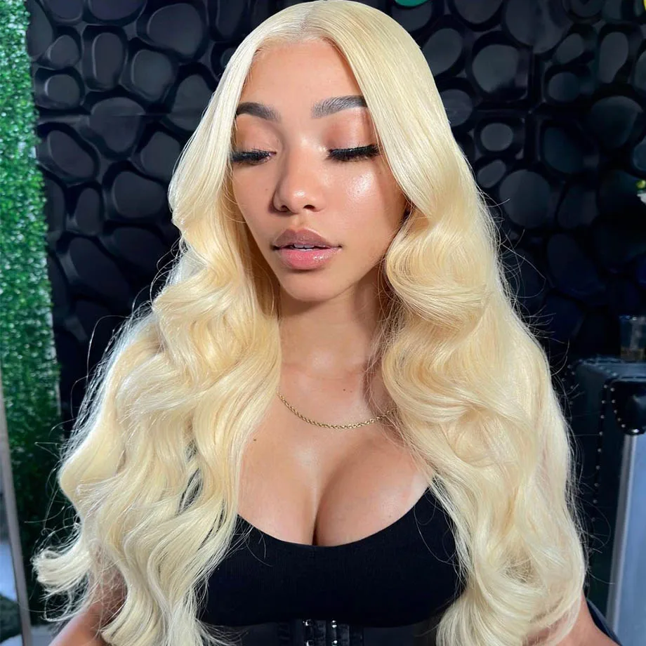 

613 Блондинка, парик из натуральных волос на кружеве, 13x4 HD, прозрачный парик на кружеве для женщин, цветные объемные волны, кружевные фронтальные парики из человеческих волос